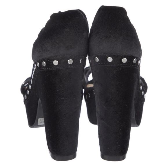 Schutz Velvet Silver Studded Ankle Strap Platform Heels Black Size 10.5 - Picture 4 of 5
